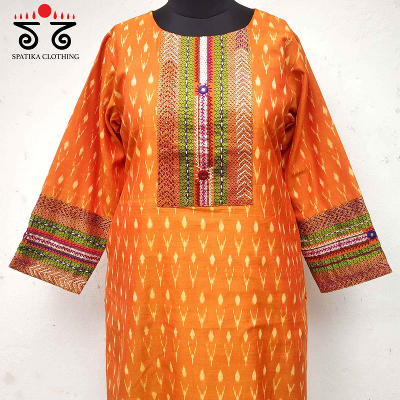 Ikat -  Khun Hand Embroidered Kurta