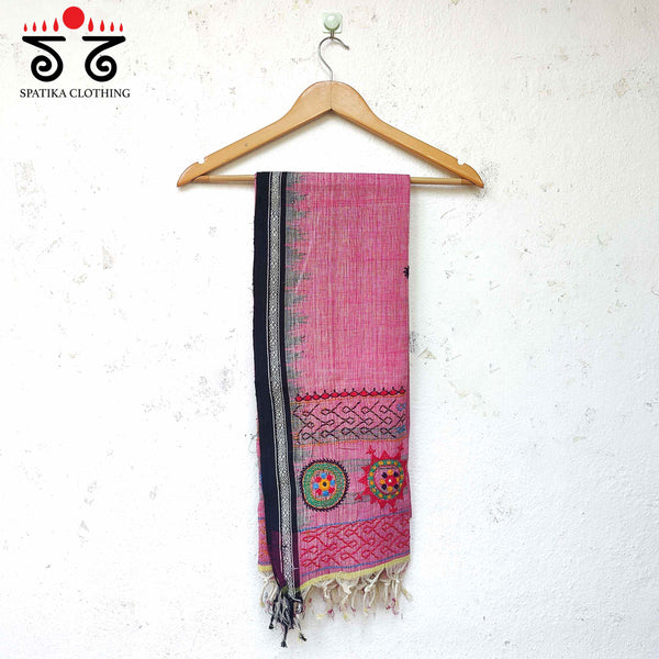 Lambani Handembroidery on Handspun Cotton Dupatta