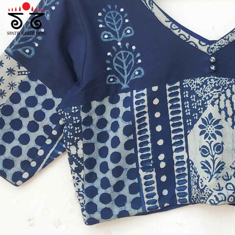 The Indigo - Ajrakh Patchwork Blouse