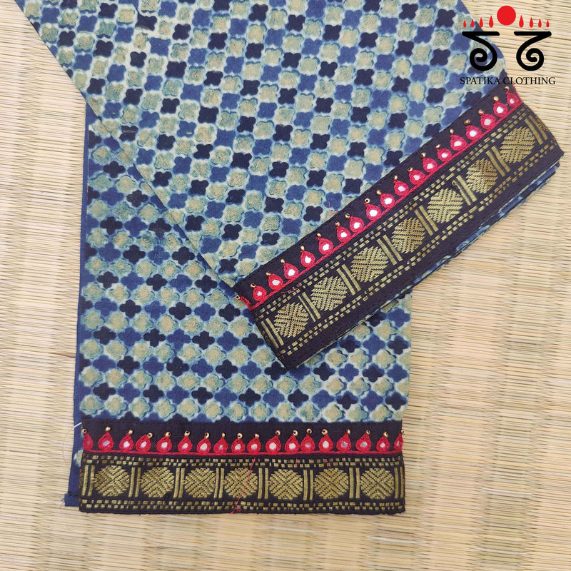 Ajrakh Hand Embroidered Blouse Fabric