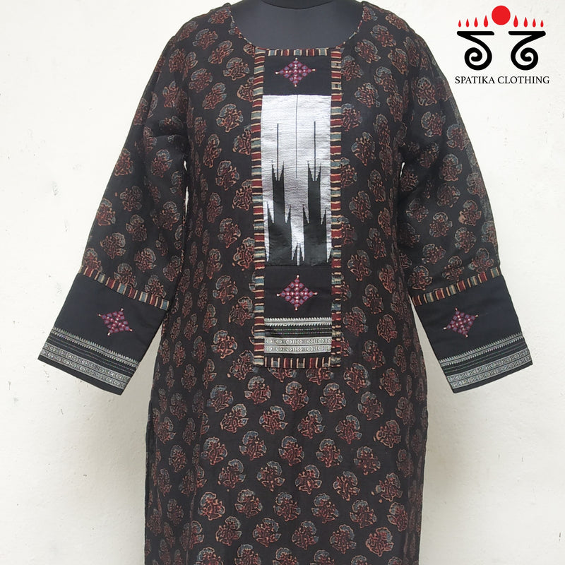 Ajrakh - Ilkal Hand Embroidered Kurta