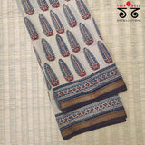 Ajrakh Handblock Print on Maheshwari Saree