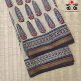 Ajrakh Handblock Print on Maheshwari Saree