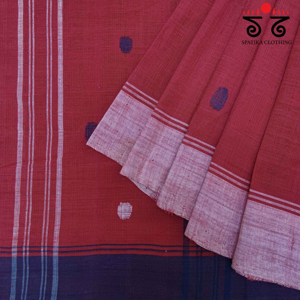 Jamdhani on Ponduru Handspun Cotton Saree - Ganga Jamuna Border