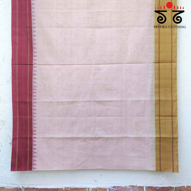 Ponduru Handspun Cotton Saree - Ganga Jamuna Border