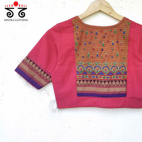 The Mangalagiri Cotton - Hand Embroidered Patchwork Blouse