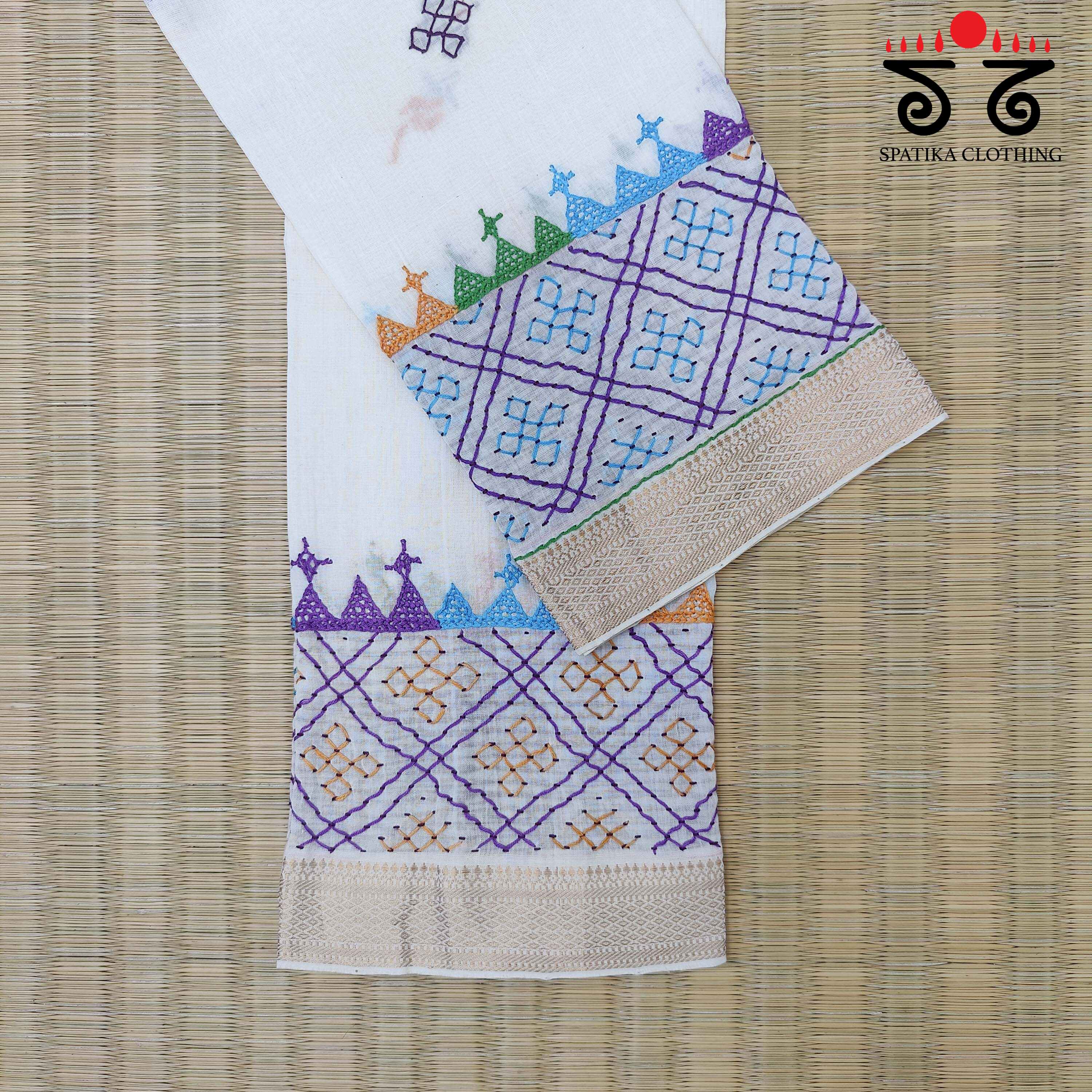 Lambani Handembroidery on Mangalagiri Cotton Blouse Fabric
