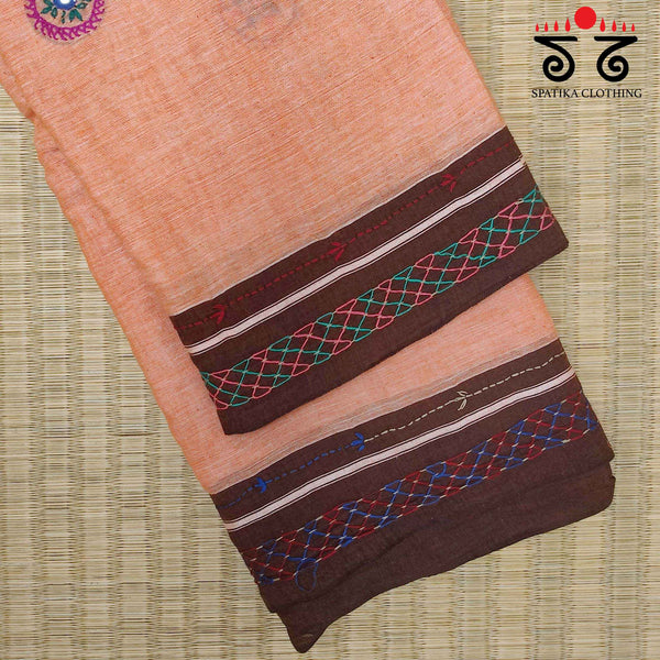 Lambani Handembroidery on Patteda Anchu Saree