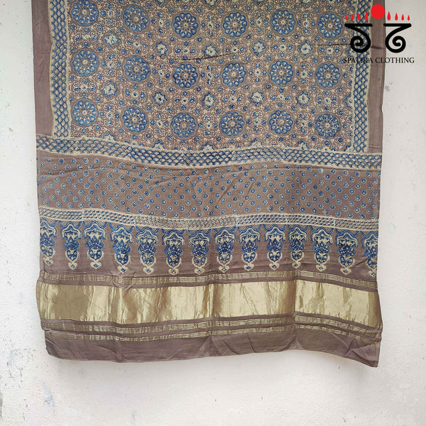 Ajrakh Modal Silk Dupatta with Zari Pallu