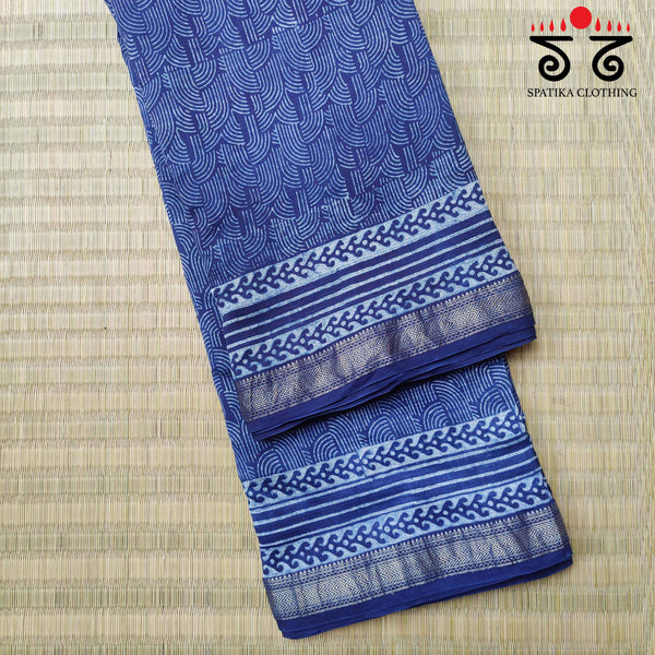 Akola Handblock Print on Maheshwari Saree