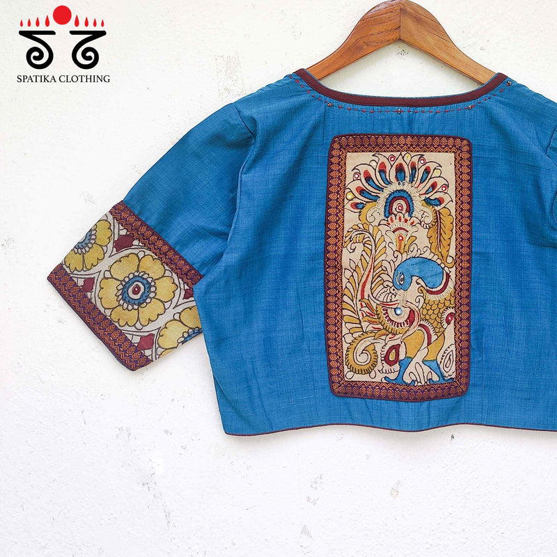 Pen Kalamkari Patchwork Blouse