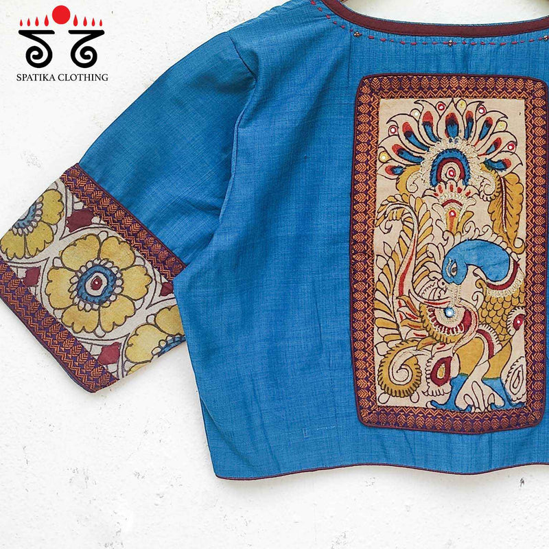 Pen Kalamkari Patchwork Blouse