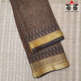 Ajrakh Handblock Print on Kota Cotton Saree