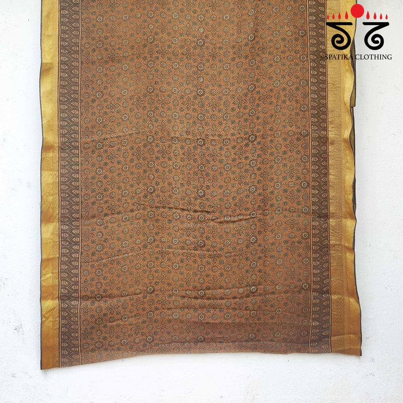 Ajrakh Handblock Print on Kota Cotton Saree