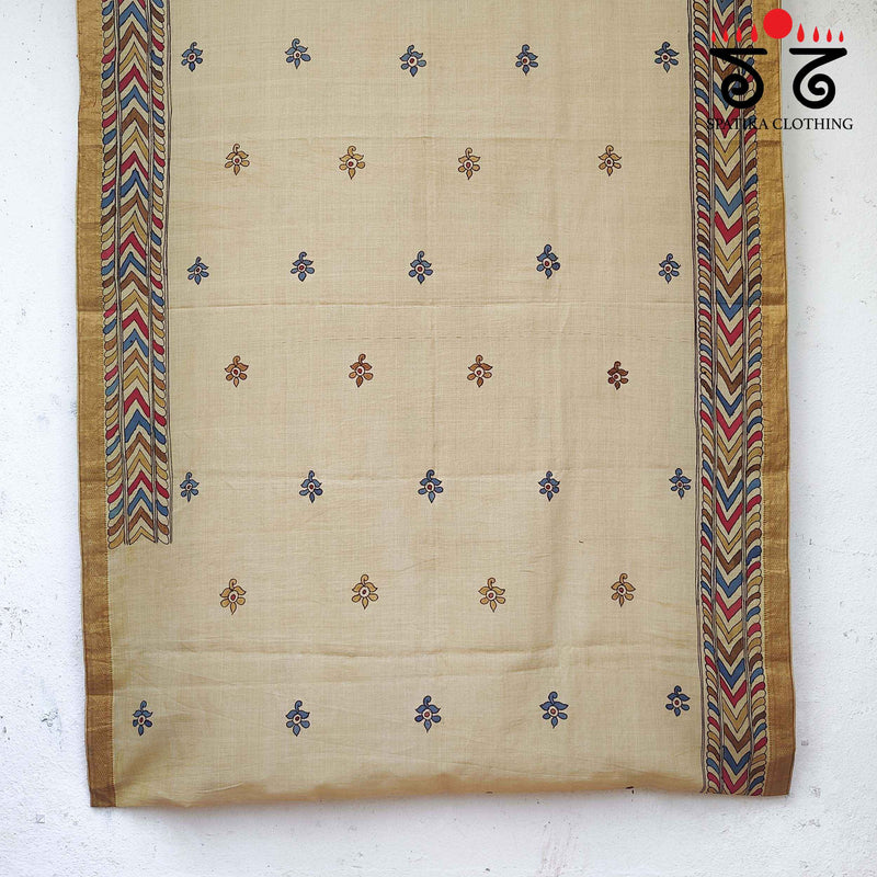 Pen Kalamkari On Mangalagiri Cotton Saree