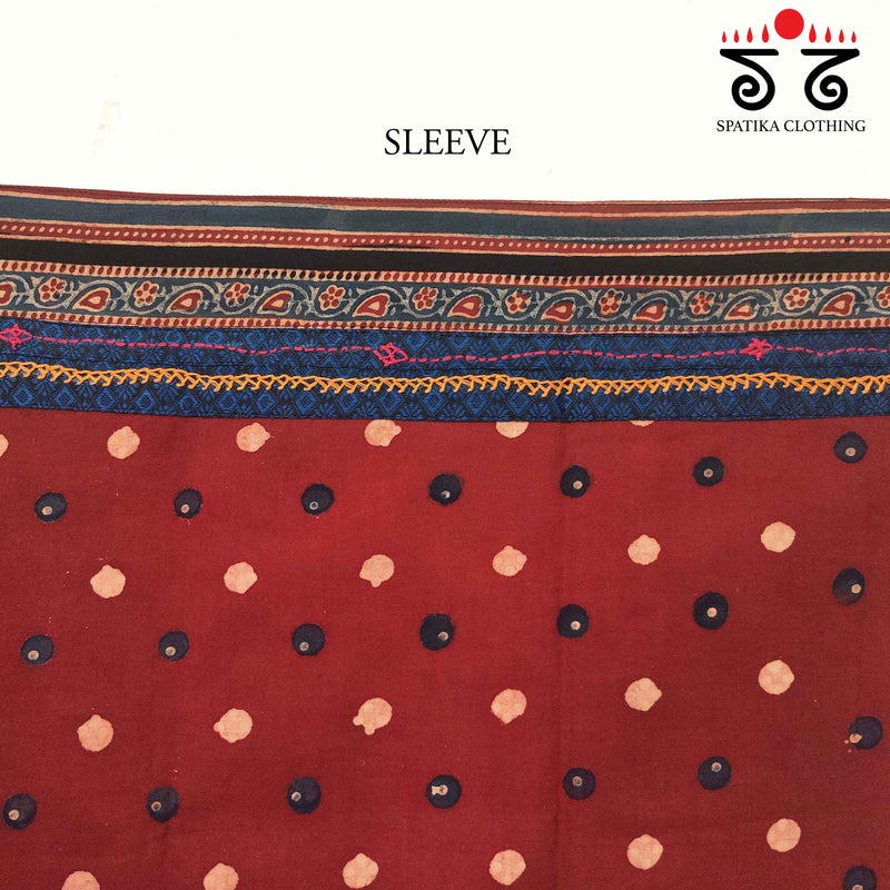 Ajrak Hand Embroidered Blouse Fabric