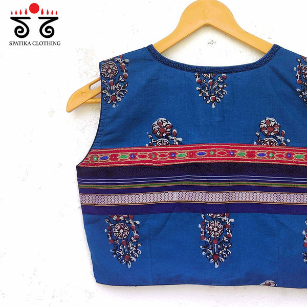 Ajrak Hand embroidered Blouse - Sleeveless!