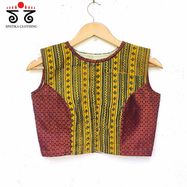 Ajrak Hand embroidered Blouse - Sleeveless!