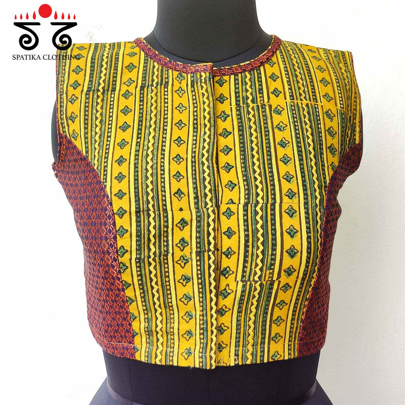 Ajrak Hand embroidered Blouse - Sleeveless!