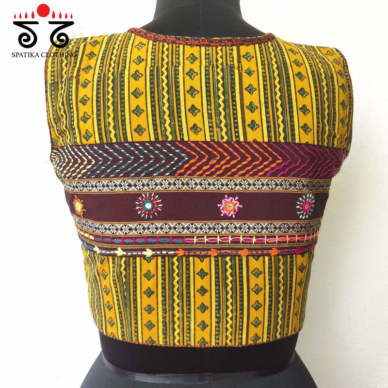 Ajrak Hand embroidered Blouse - Sleeveless!