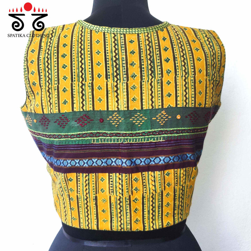 Ajrak Hand embroidered Blouse - Sleeveless!