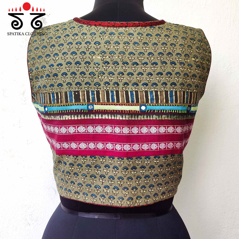 Ajrak Hand embroidered Blouse - Sleeveless!