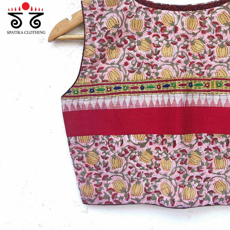 Bagru Hand Embroidered Blouse - Sleeveless!