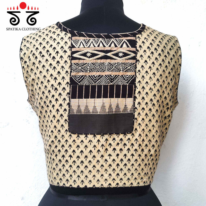 Bagru Hand Embroidered Blouse - Sleeveless!