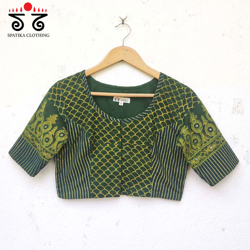 Green Paneled Blouse - Natural Dyed!