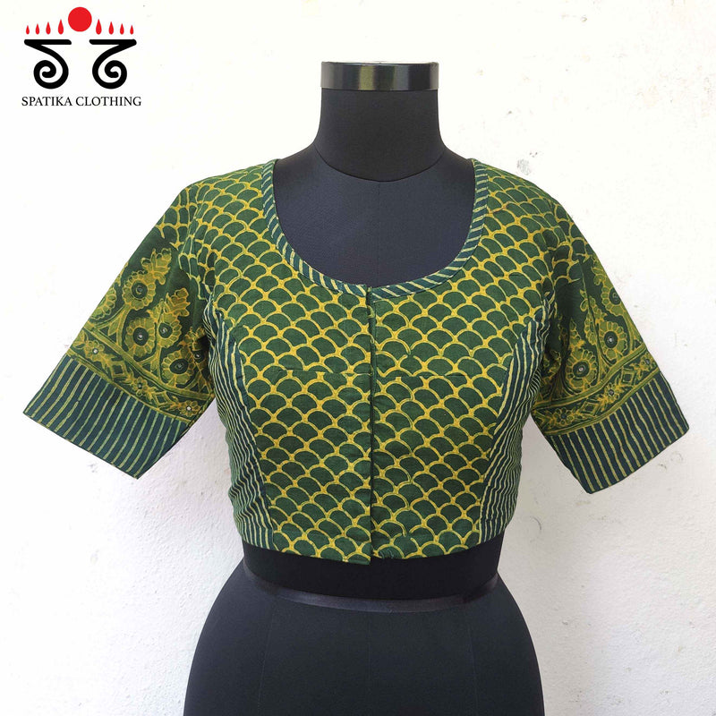 Green Paneled Blouse - Natural Dyed!