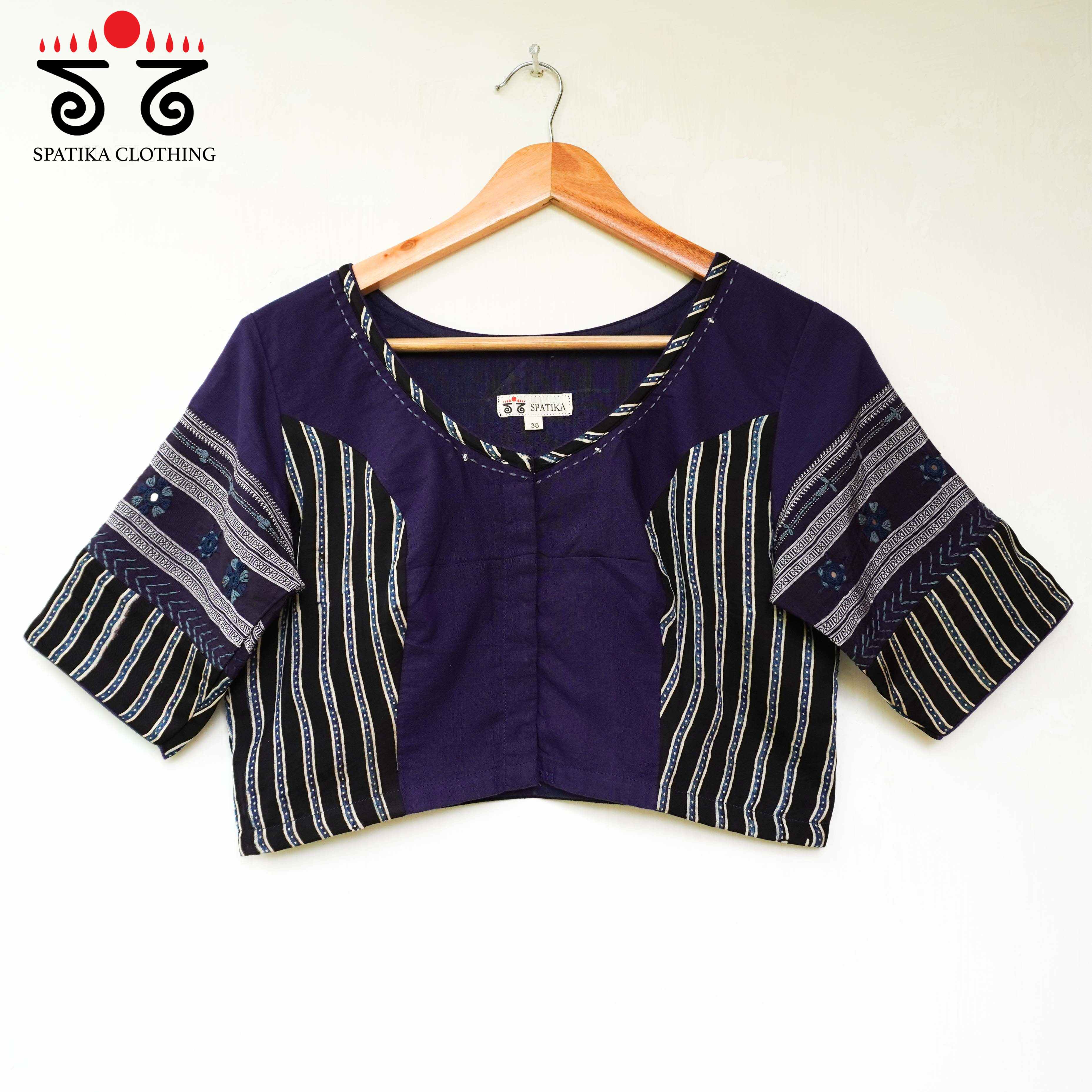 Navy Ajrak Lambani- Modal Blouse - New!