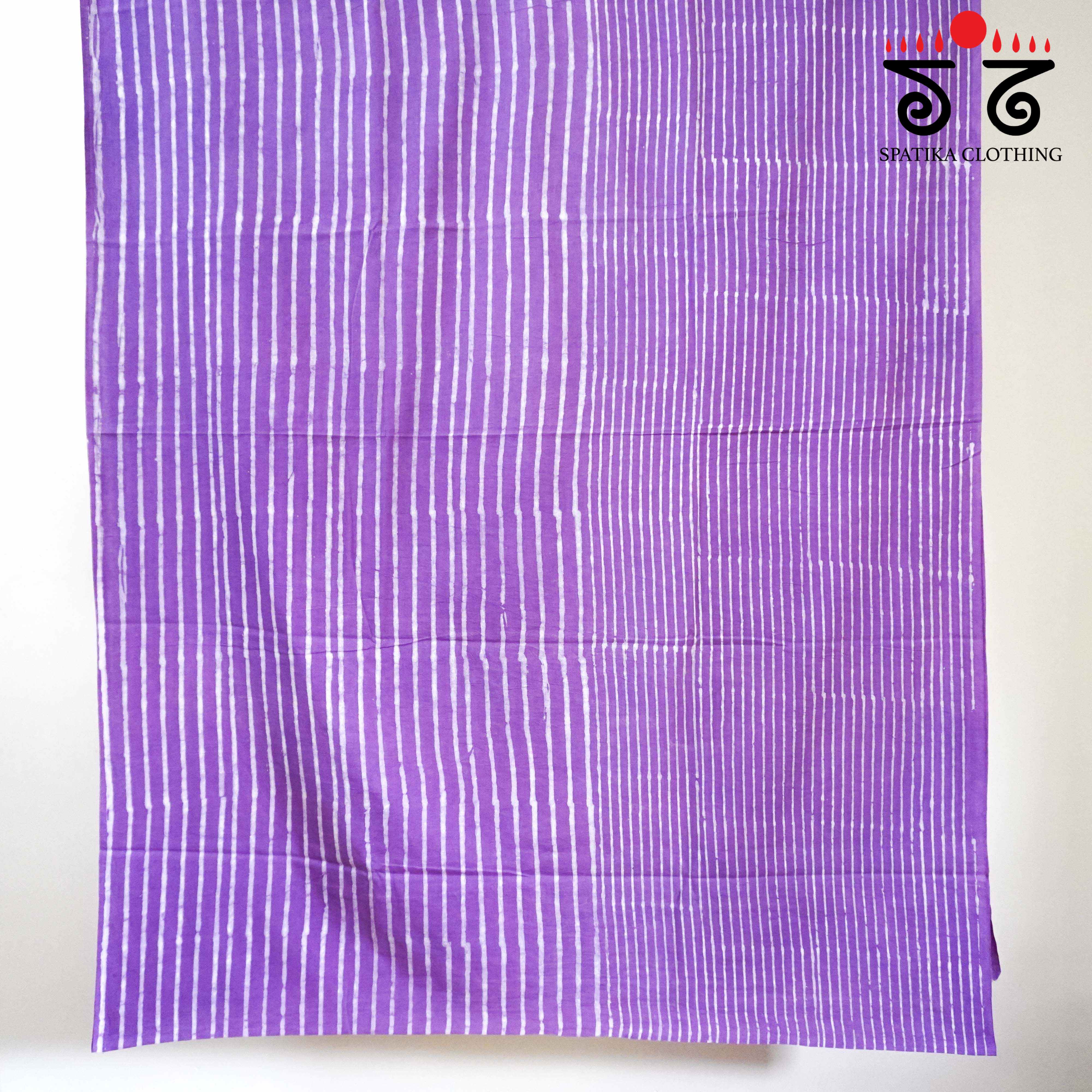 Lavender & White Hand Blockprinted Mul Cotton Saree