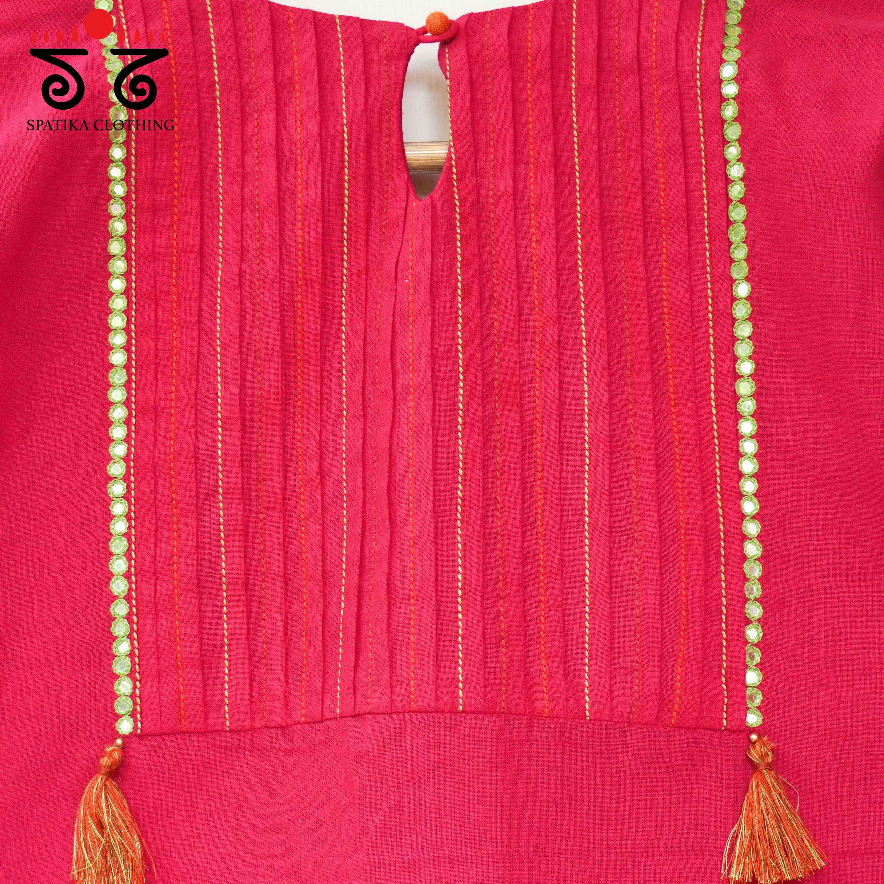 Pink Frilled Mirror- Handcrafted Blouse