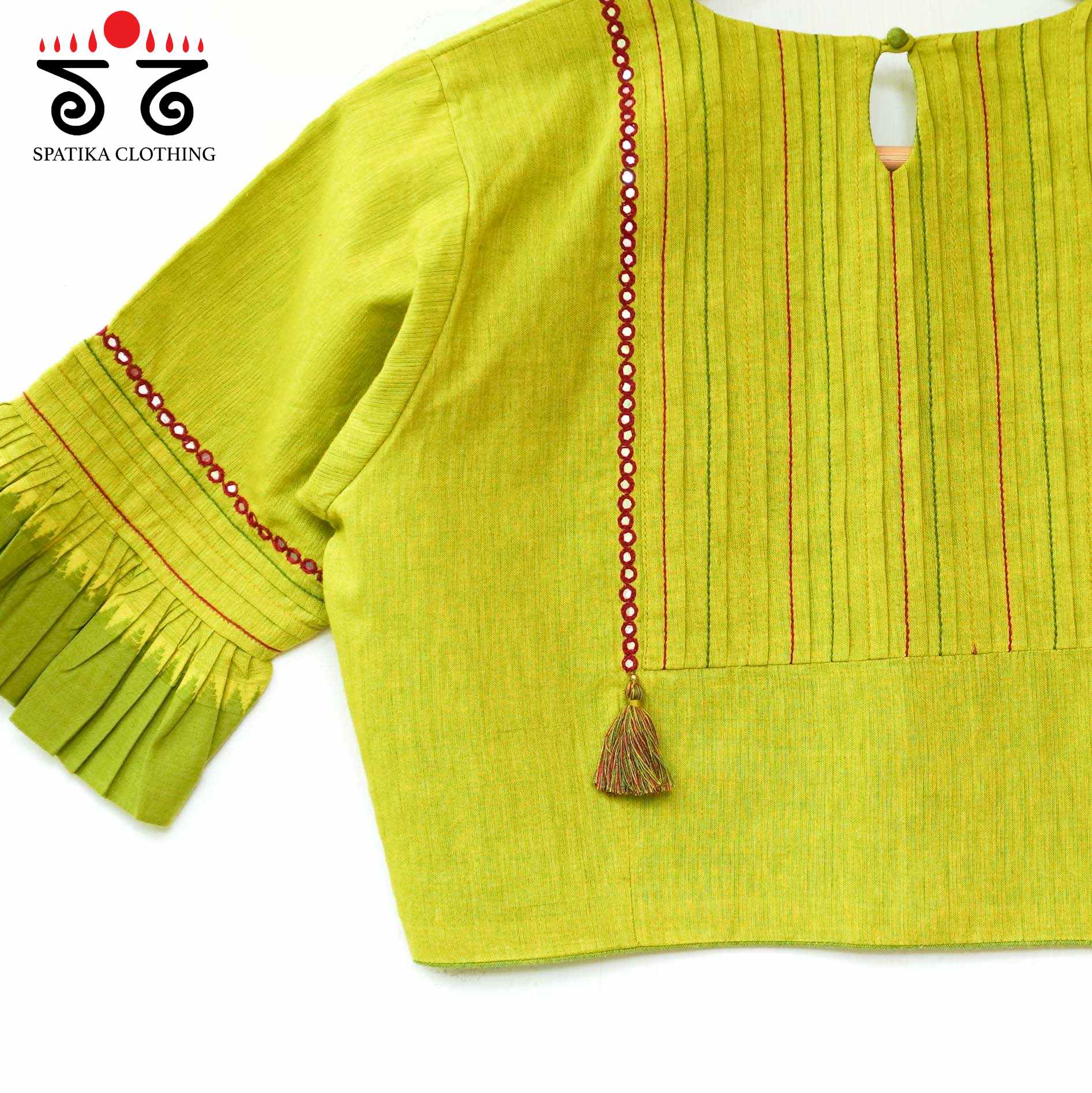 Green Frilled Mirror- Handcrafted Blouse