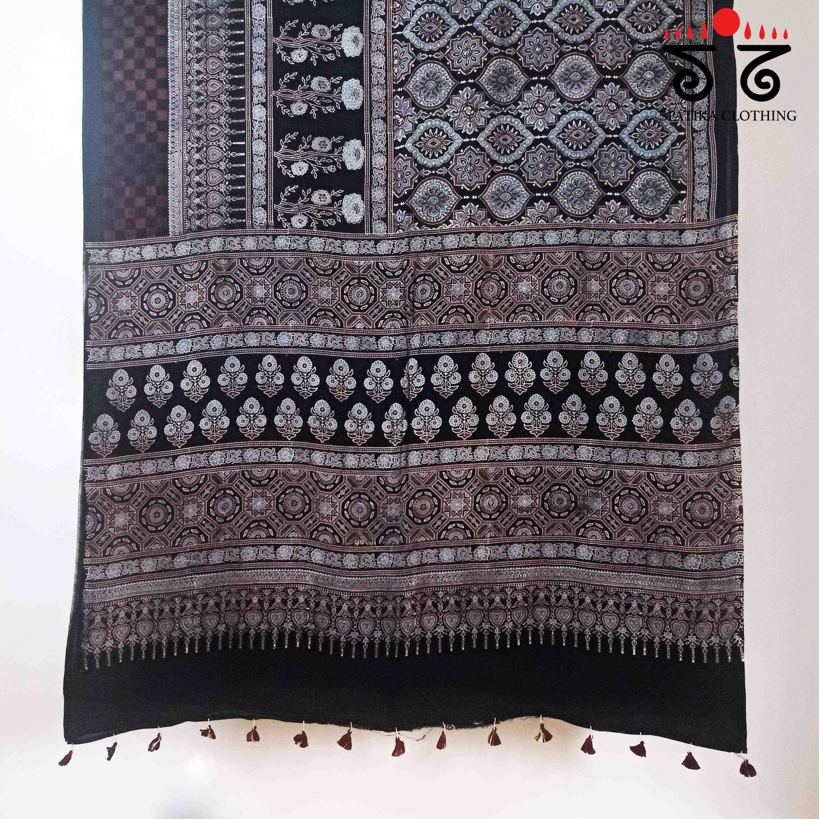 Black Ajrak Modal Silk Saree