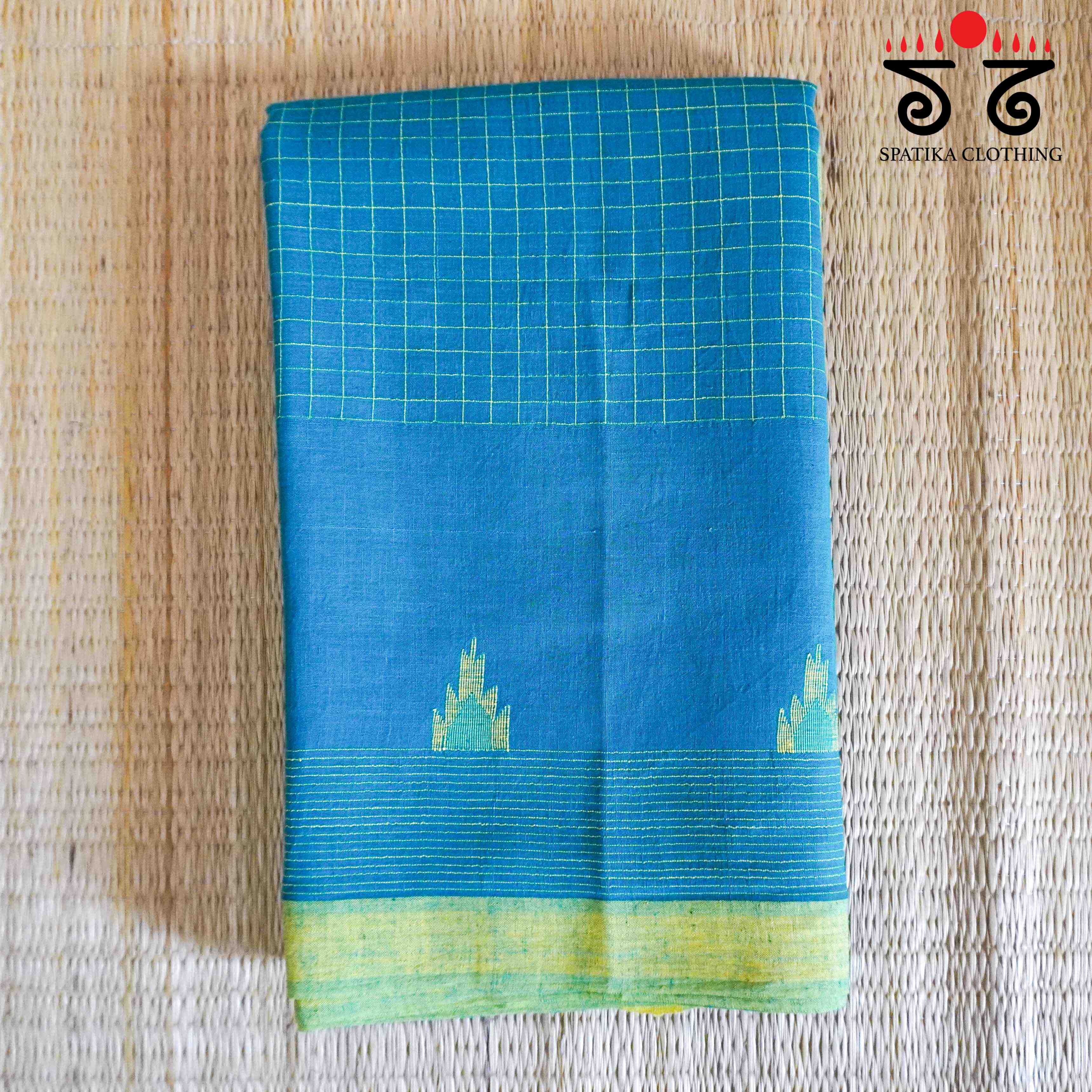 Blue & Yellow Jamdhani Bengal Cotton Saree