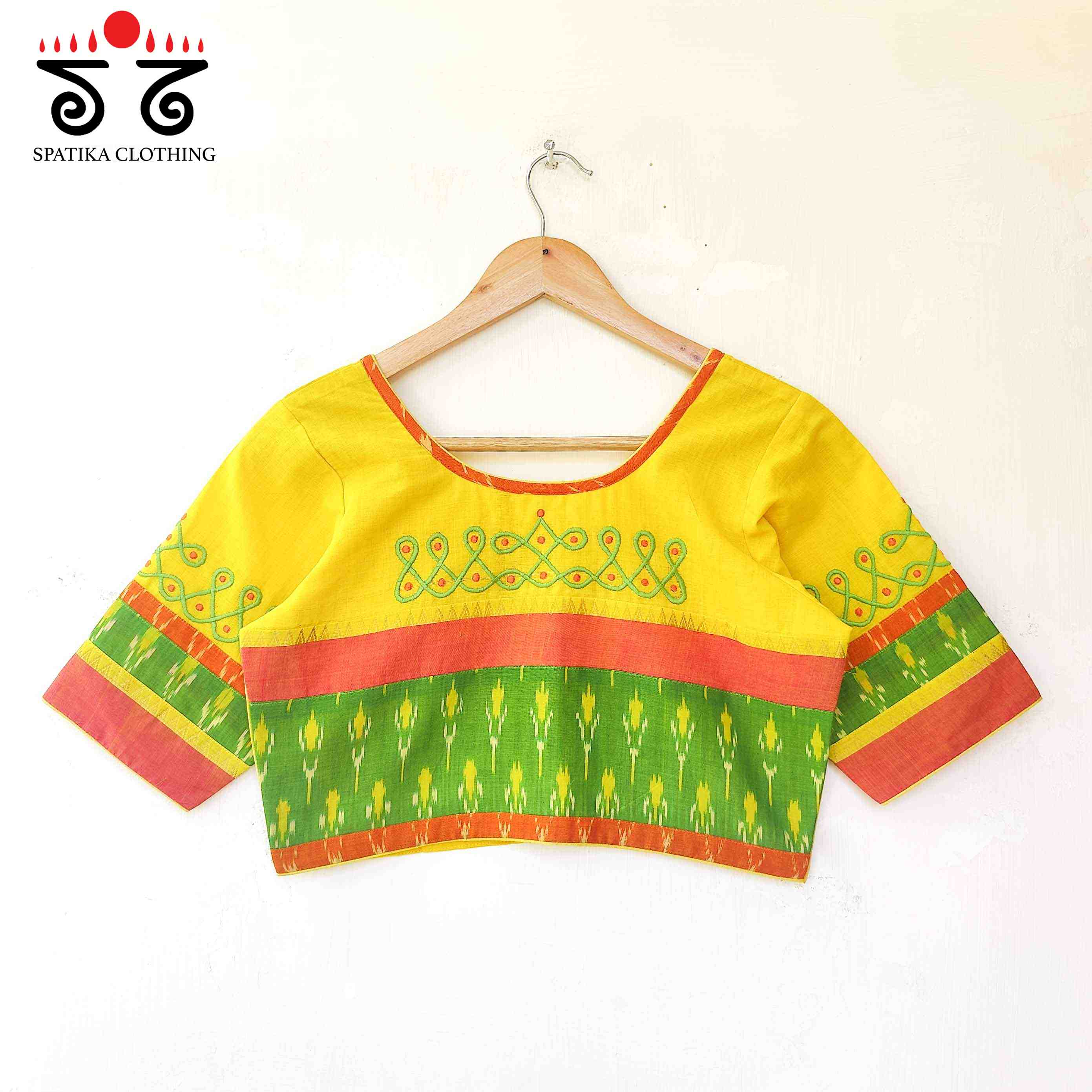 Lemon Yellow Prabhavati Kolam Handcrafted Blouse