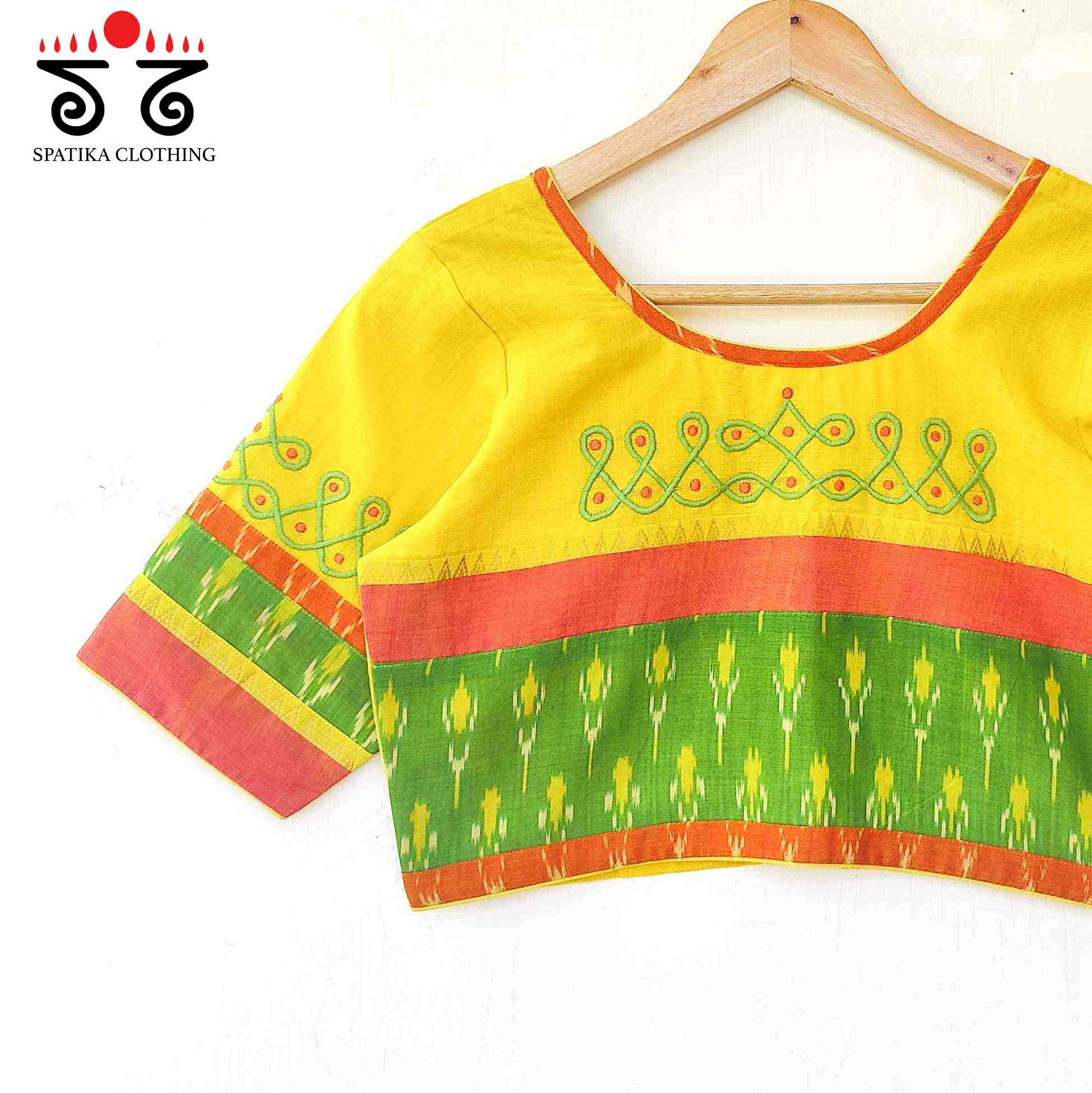 Lemon Yellow Prabhavati Kolam Handcrafted Blouse