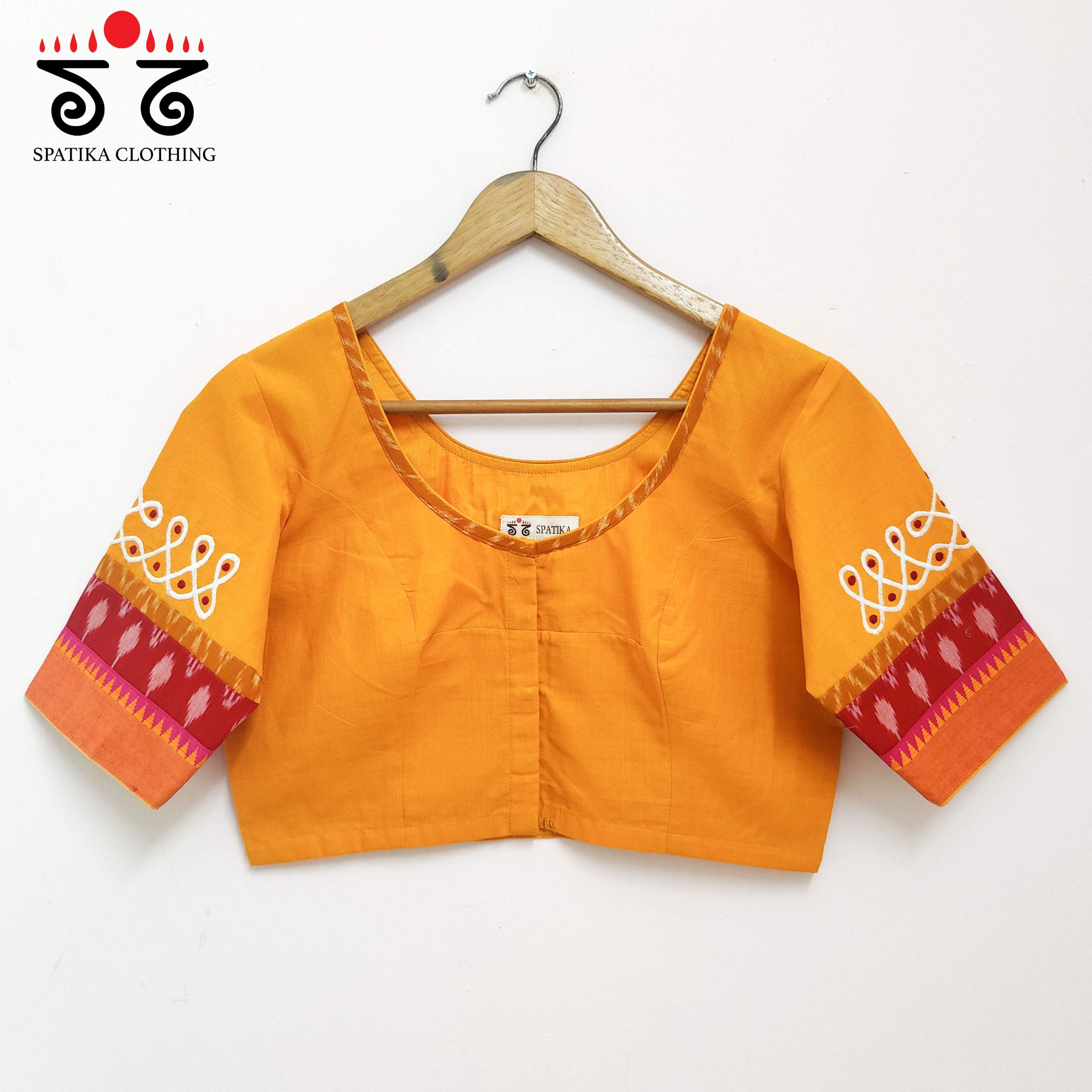 Orange Prabhavati Kolam Handcrafted Blouse