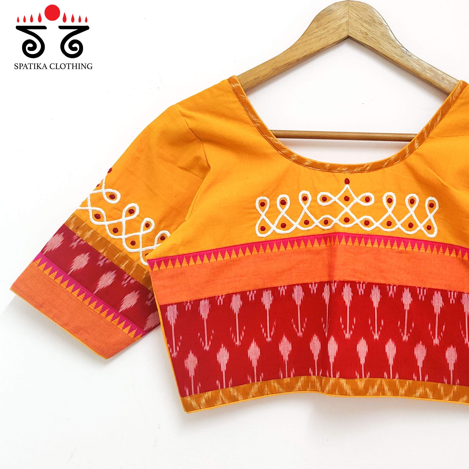 Orange Prabhavati Kolam Handcrafted Blouse