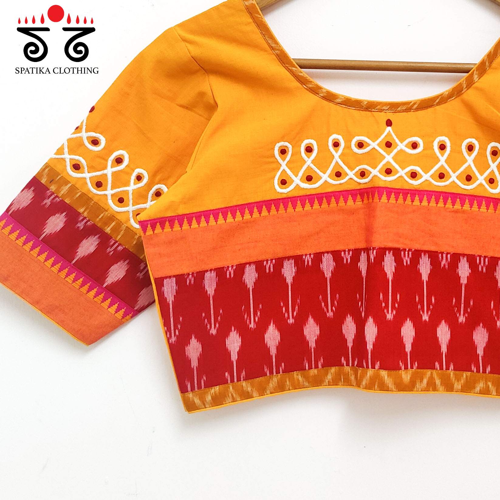 Orange Prabhavati Kolam Handcrafted Blouse