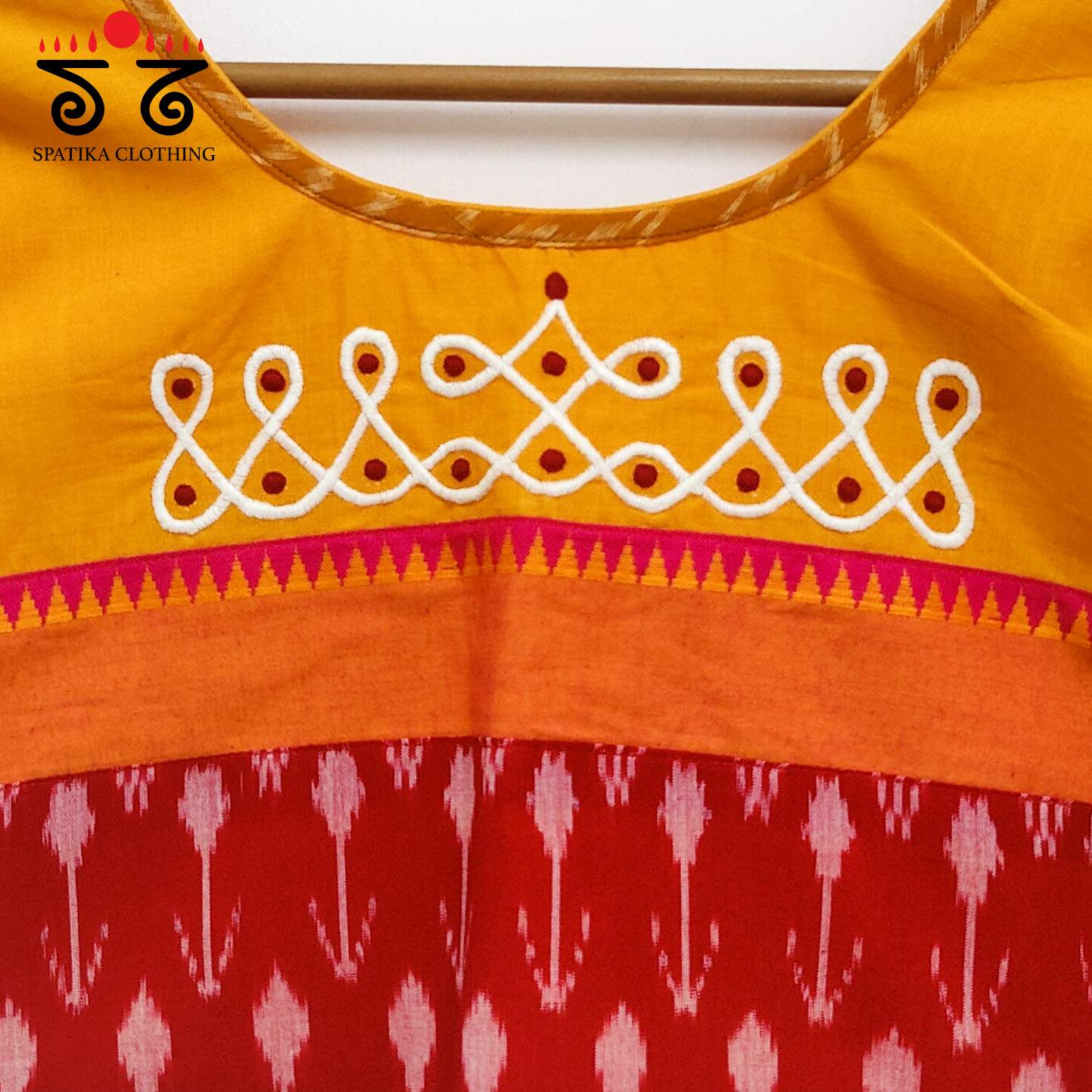 Orange Prabhavati Kolam Handcrafted Blouse