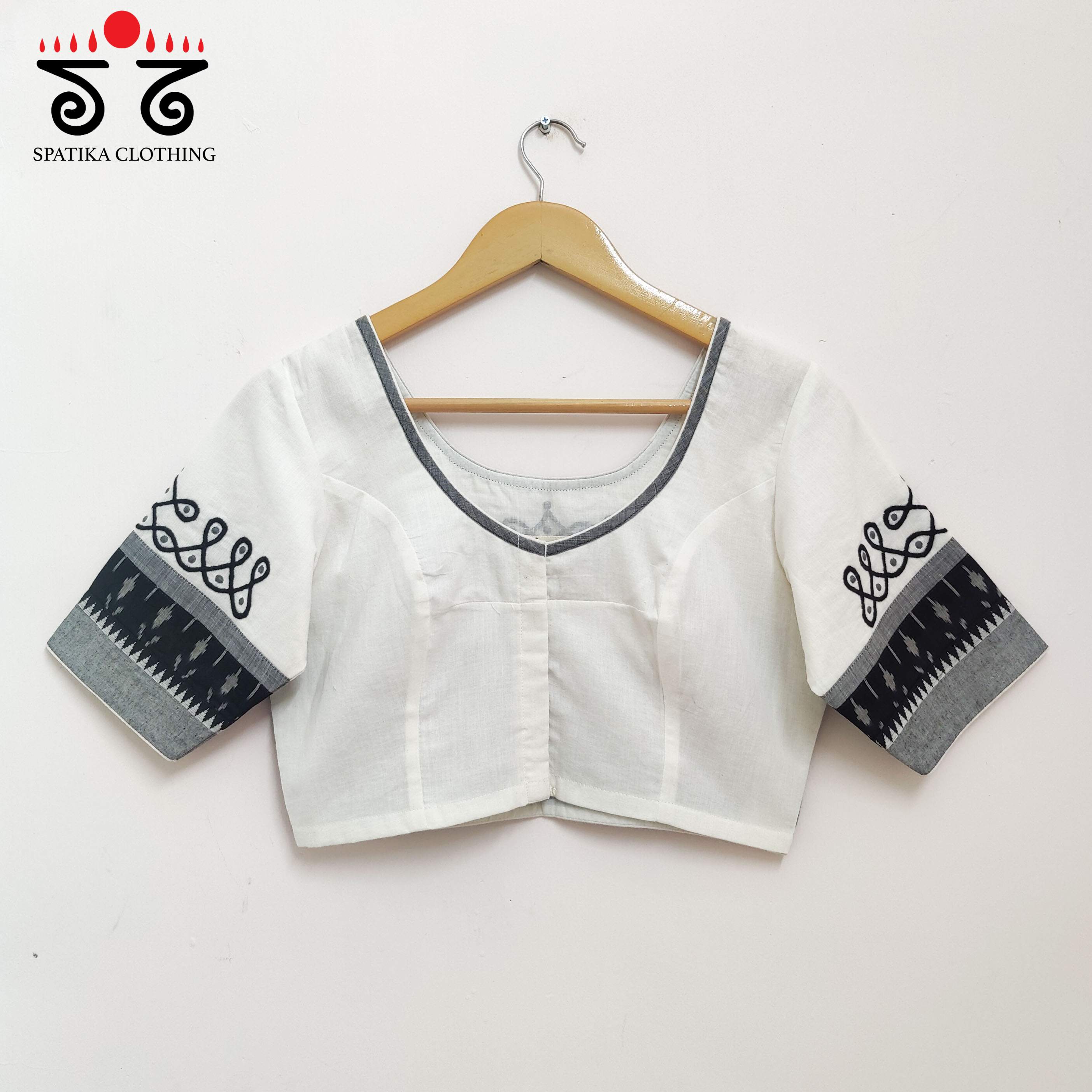 Black & White Prabhavati Kolam Handcrafted Blouse