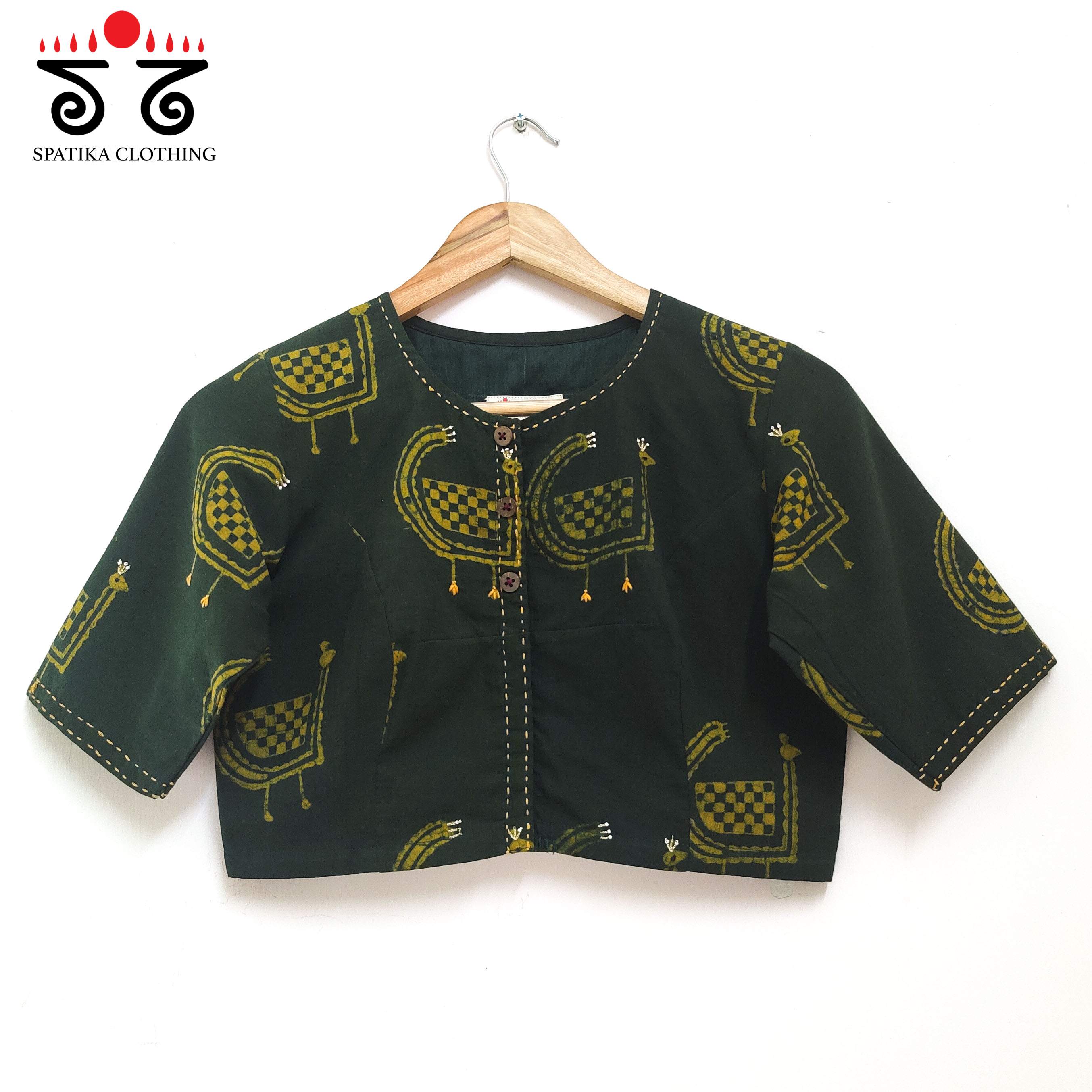 Green Morni - Hand Embroidered Blouse