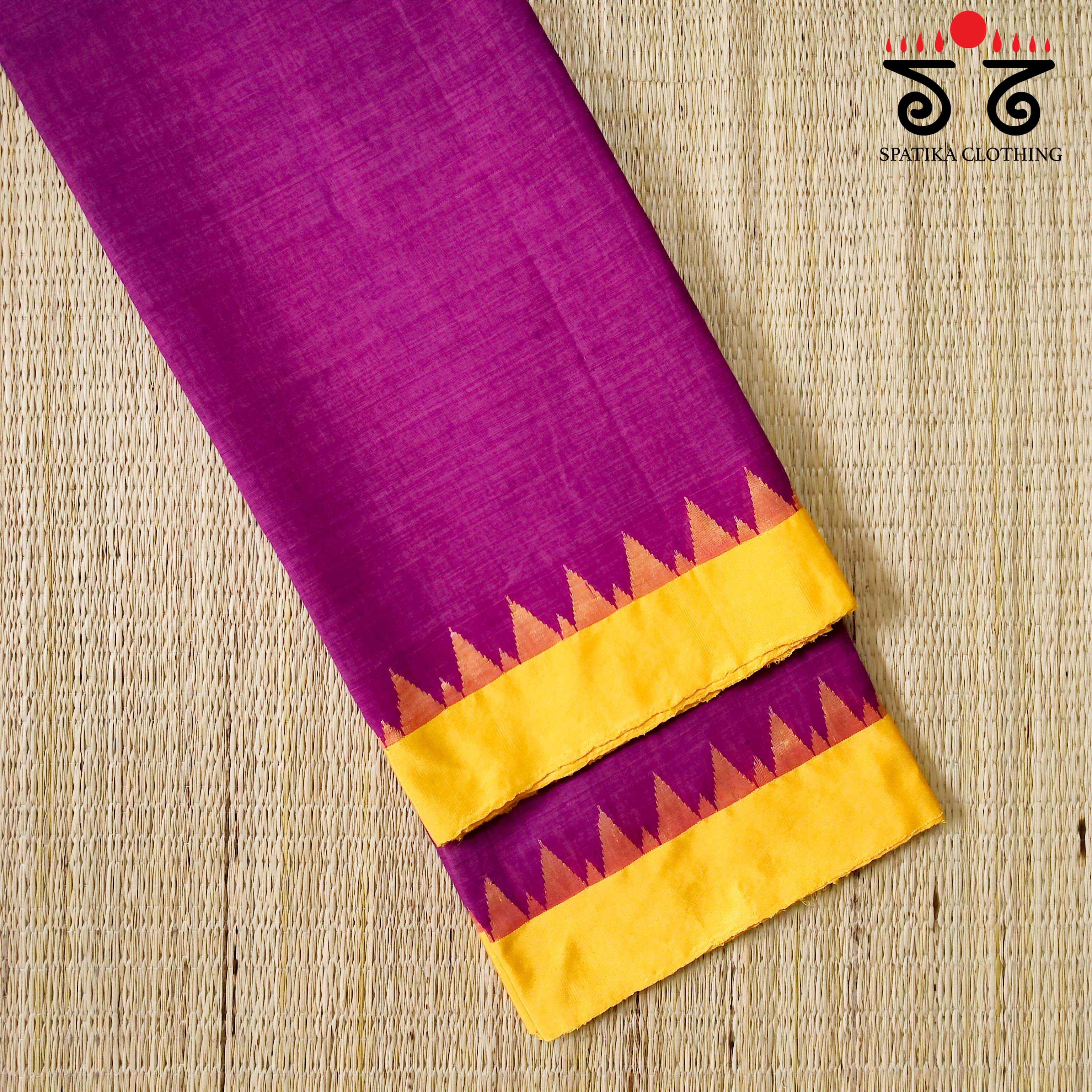 Majenta Ponduru Handspun Saree - With Silk border
