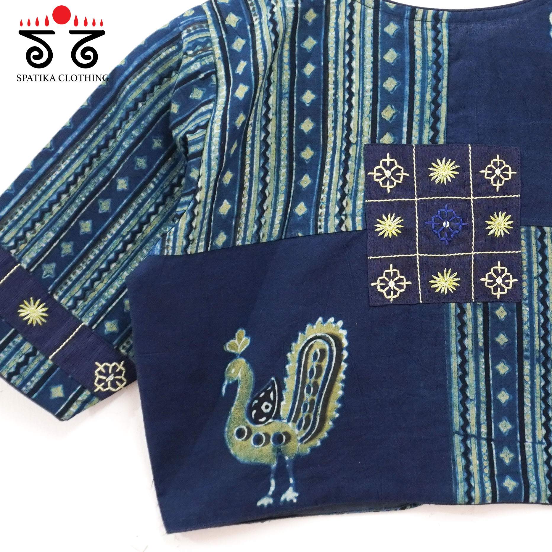 Indigo Blue Morni Collage-Handcrafted Blouse