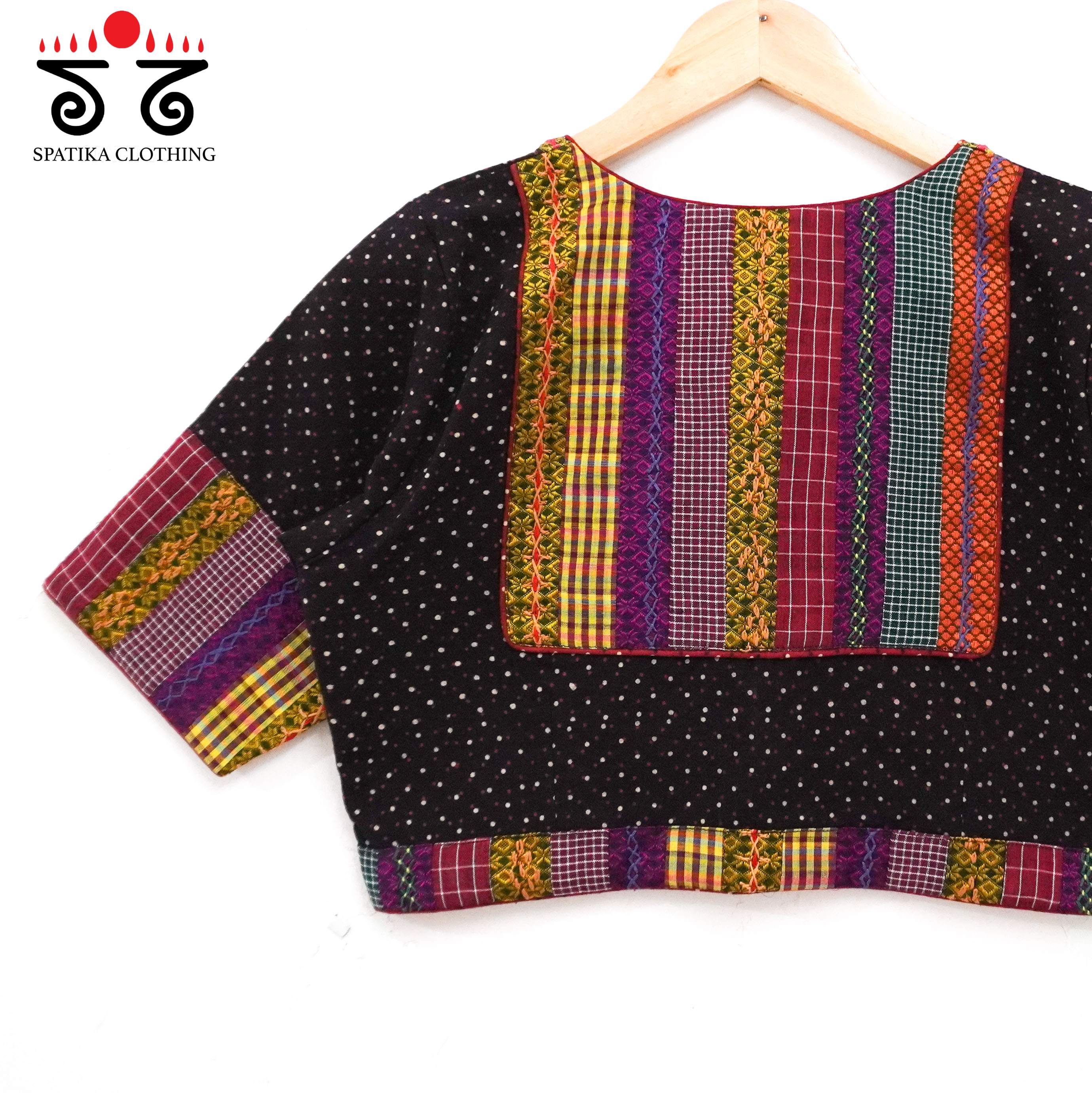 Black Ajrak Patch Work Blouse New!