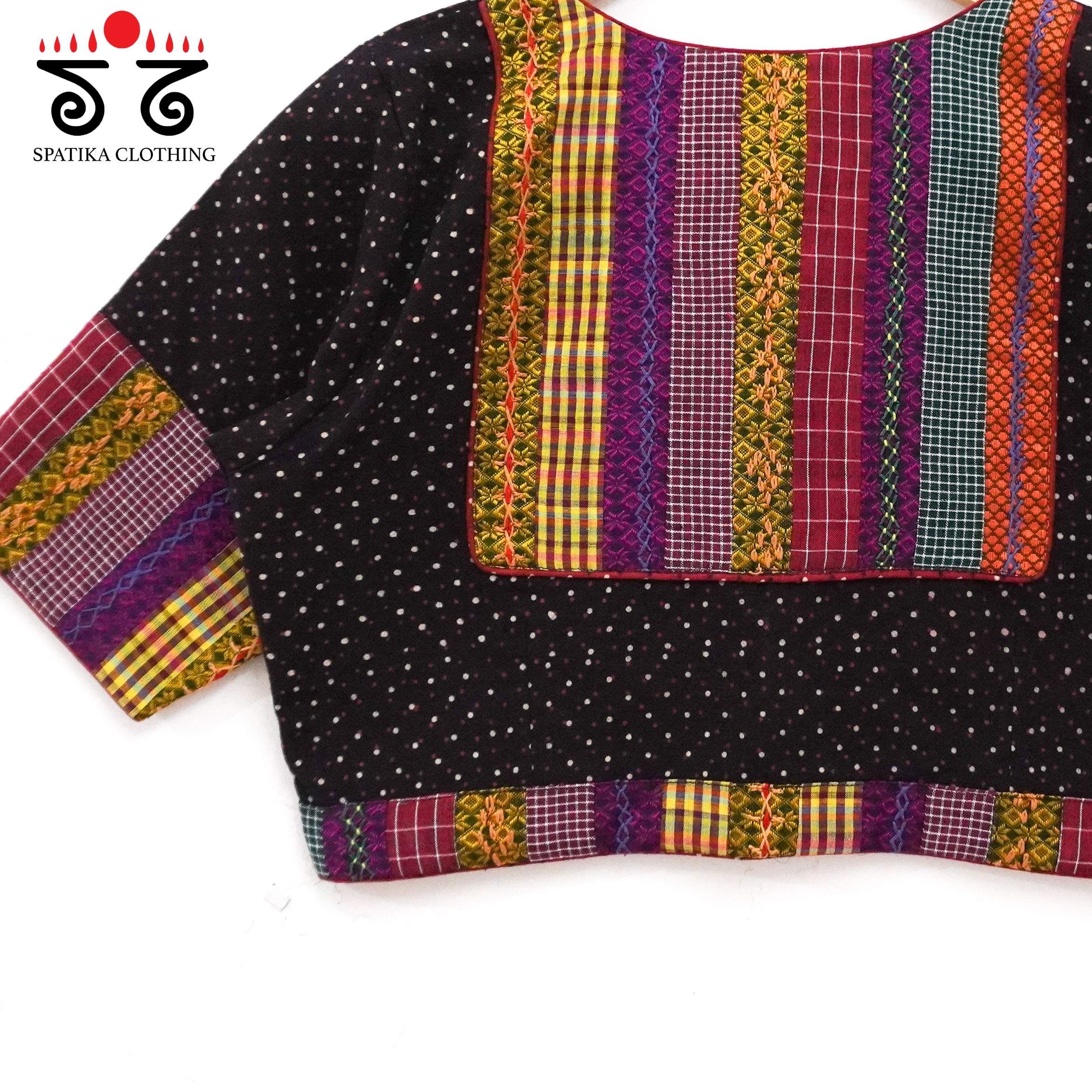 Black Ajrak Patch Work Blouse New!
