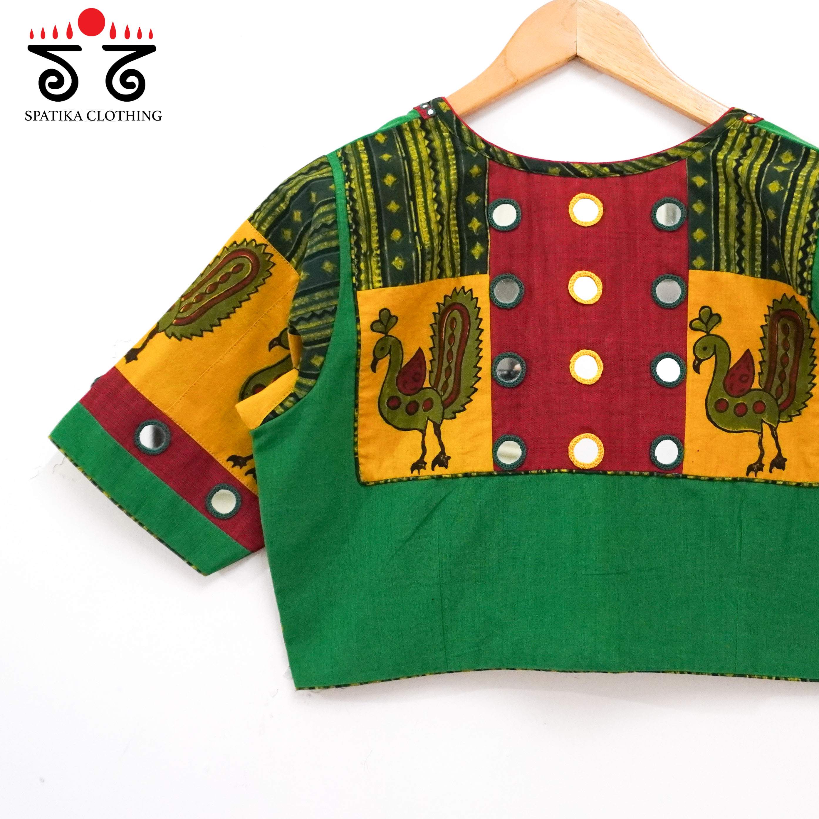 The Morni - Green Mirror work Blouse