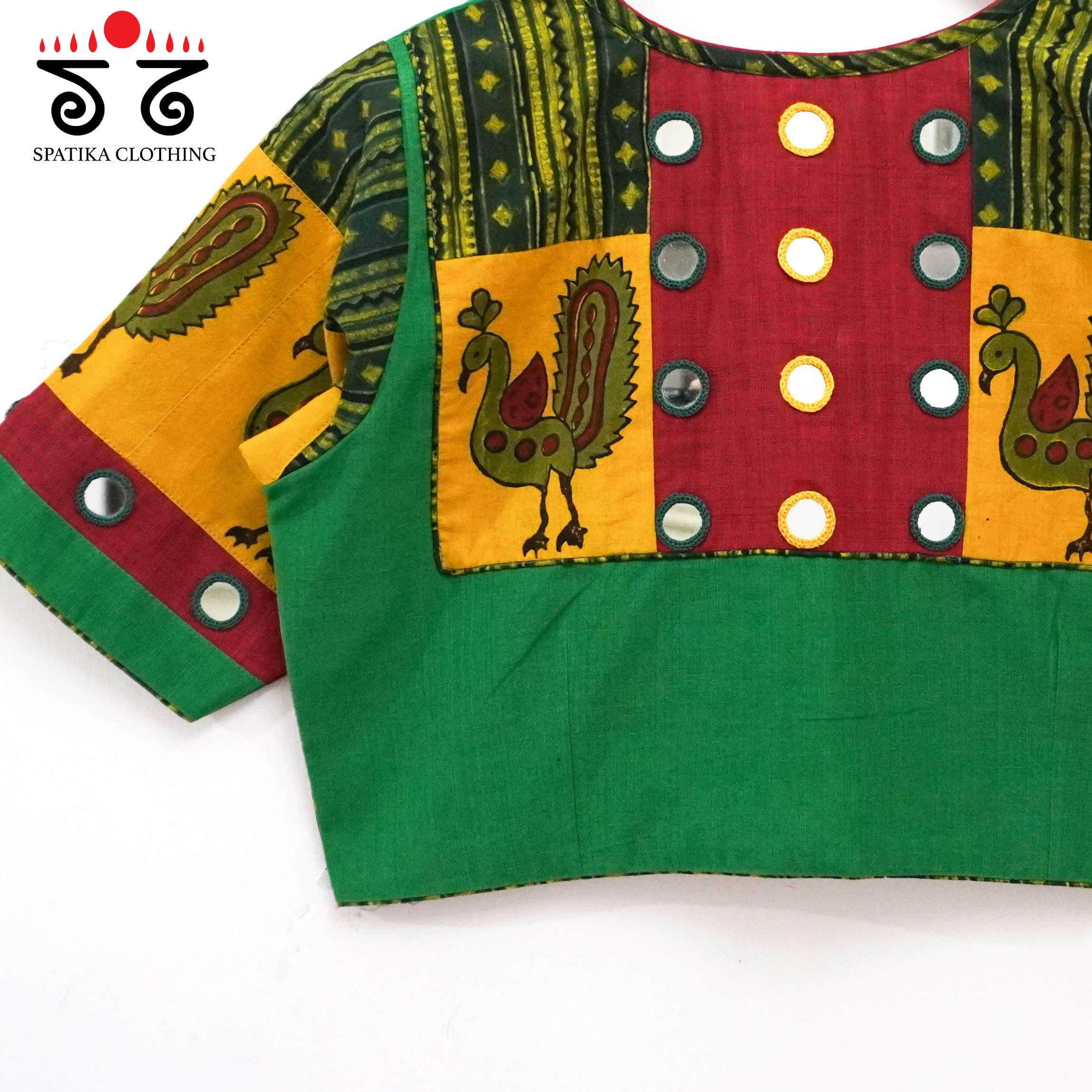 The Morni - Green Mirror work Blouse